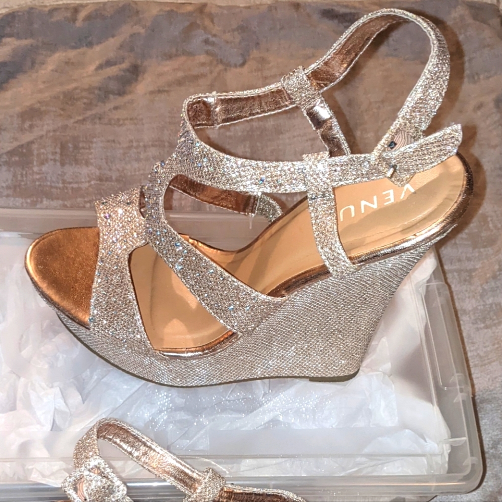 Venus Rose gold sparkle heels. Worn only once and without box